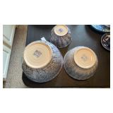 3 Vintage Sponge-ware Pottery bowls