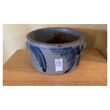 Antique Cobalt-Decorated Stoneware Low Crock with