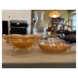 Vintage Jeannette Glass amber carnival candy dish