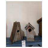Lot of 2 small metal roof birdhouses