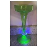 Vintage Uranium Glass Pedestal Vase 11 1/2 in