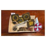 Lot of WWII Army Patches, Dog Tags and Pins