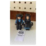 Cast Iron Boy and Girl Amish Figures