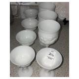 Lot of vintage milk glasses and assorted dishes