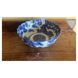 Blue and White Scalloped Flow Blue Bowl