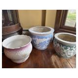 Lot of 3 ceramic floral planters