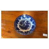 Blue and White Scalloped Ceramic Bowl by W. Adams
