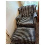 Wingback Plaid Chair and Ottoman set