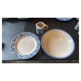 Vintage Stoneware Sponge-ware & Pottery Pitcher