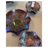 Three fruits carnival glass bowls set