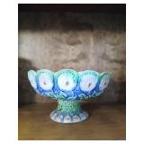 Antique Majolica compote 9' dia