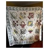Flower basket quilt with button hole edge 67 X 69