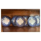 Set of 6 Antique Flow Blue 'Brunswick' Plates ï¿½