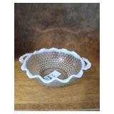 Vintage white opalescent hobnail glass bowl