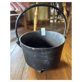 Antique 3 legged cast iron cauldron or bean pot