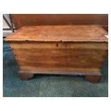 Antique wooden Colonial Pine (?) blanket chest