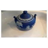 Vintage Wedgwood Blue Jasperware sugar bowl with