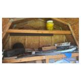 Lot of Tile, Metal, Hose and More on Shelving