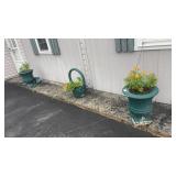 Set of 3 Cement Flower Pot Garden Display Heavy