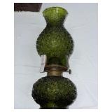 Vintage Green Glass Oil Lamp