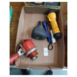 Air palm nailer, dual action sander flashlight