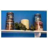 Vintage Tins & large 3 Wick Wax Vandle