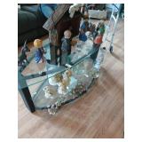 Glass shelf tv standno contents 53' wide, 18'