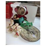 Holiday decor lot - stuffed bear