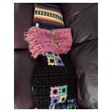 Lot of assorted blankets and heating pad