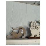 Lot of assorted wooden cat decor