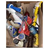 Lot of oil cans, cleaners, etc