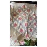 Vintage Tulip Basket Quilt  84 x 96 in