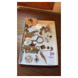 Tray Lot of Pins and Buttons