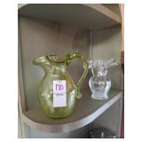 Hand blown glass pitcher and vase