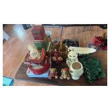 Lot of Christmas Tins, Dishes and More