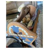 Wooden organizer and misc decor lot
