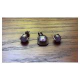 Sterling Sliver .925 Purple Earrings and Pendant