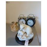 Lot of clocks, Homco Polar bear figure etc