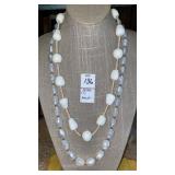 (2) Monet white bead necklaces