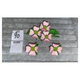 Vintage enameled metal dogwood pin & earrings