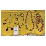 Pink bead necklaces, 1 w/ bracelet