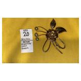 Harry Siskin 10k gold-filled floral pearl brooch