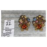 Coro vintage colored rhinestone & seed pearl