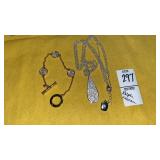 Ralph Lauren crystal silvertone necklace Goldtone