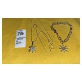 925 sterling Snowflake necklace & bracelet