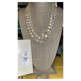 Laguna Triple strand crystal necklace & ear clip