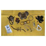 Goldtone vintage pin brooches -butterfly signed