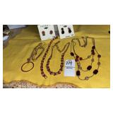Monet :Red jewel bead necklaces bracelet &