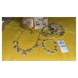 Monet rhinestone necklace bracelet ear clips &