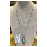 925 sterling & turquoise chased locket on